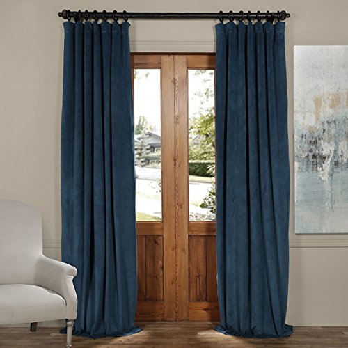 Half Price Drapes VPCH-160410-84 Signature Blackout Velvet Curtain, Twilight Blue, 50 X 84