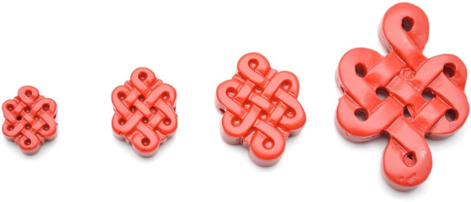 Flourishbeads 20pc Red Cinnabar Stone Chinese Union Knot Loose Beads (9X11mm)