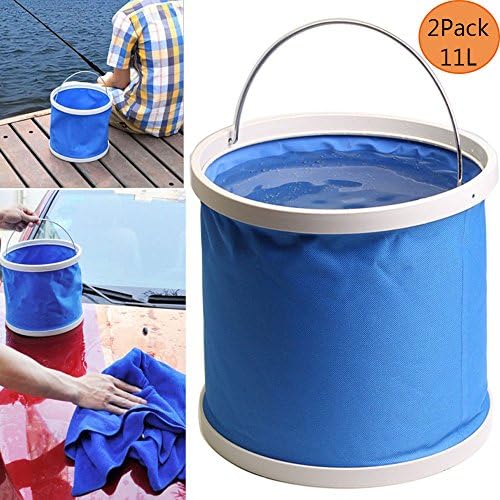 2 PCS Premium Compact Collapsible Bucket -11L Portable Folding Water Container - Lightweight &amp; Durable - Includes Handy, For Cleaning Car Fishing Cookout Field Camping Travel, Color Random