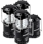 Portable LED Lantern (4 Pack), Fosmon 30 LED Ultra Bright [Military Graded | Water Resistant] Collapsible Outdoor Camping Lantern with 12x AA Batteries