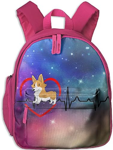 Heartbeat Corgi Kids Casual Lightweight Canvas Backpacks School Rucksack Travel Backpack.