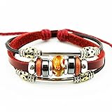 More Fun Flower Murano Beads Multilayer Red Leather Metal Tube Rope Wrap Bracelet