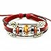 More Fun Flower Murano Beads Multilayer Red Leather Metal Tube Rope Wrap Bracelet