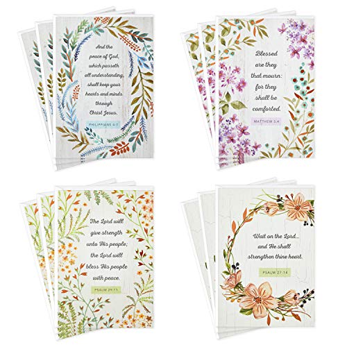 DaySpring Lot de 12 cartes de condoléances religieuses assorties avec enveloppes Motif couronnes florales