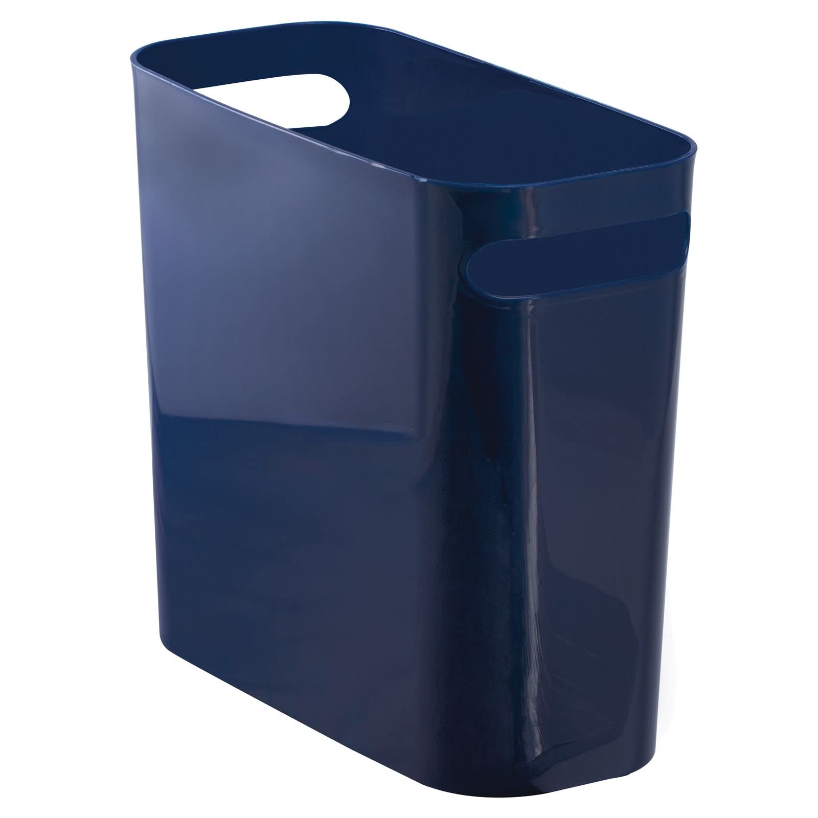 mDesign Bathroom Bin - Bedroom Bin & Rubbish Bin for Bedrooms, Bathrooms, Home and Offices - Waste Paper Bins Small Bin - Navy