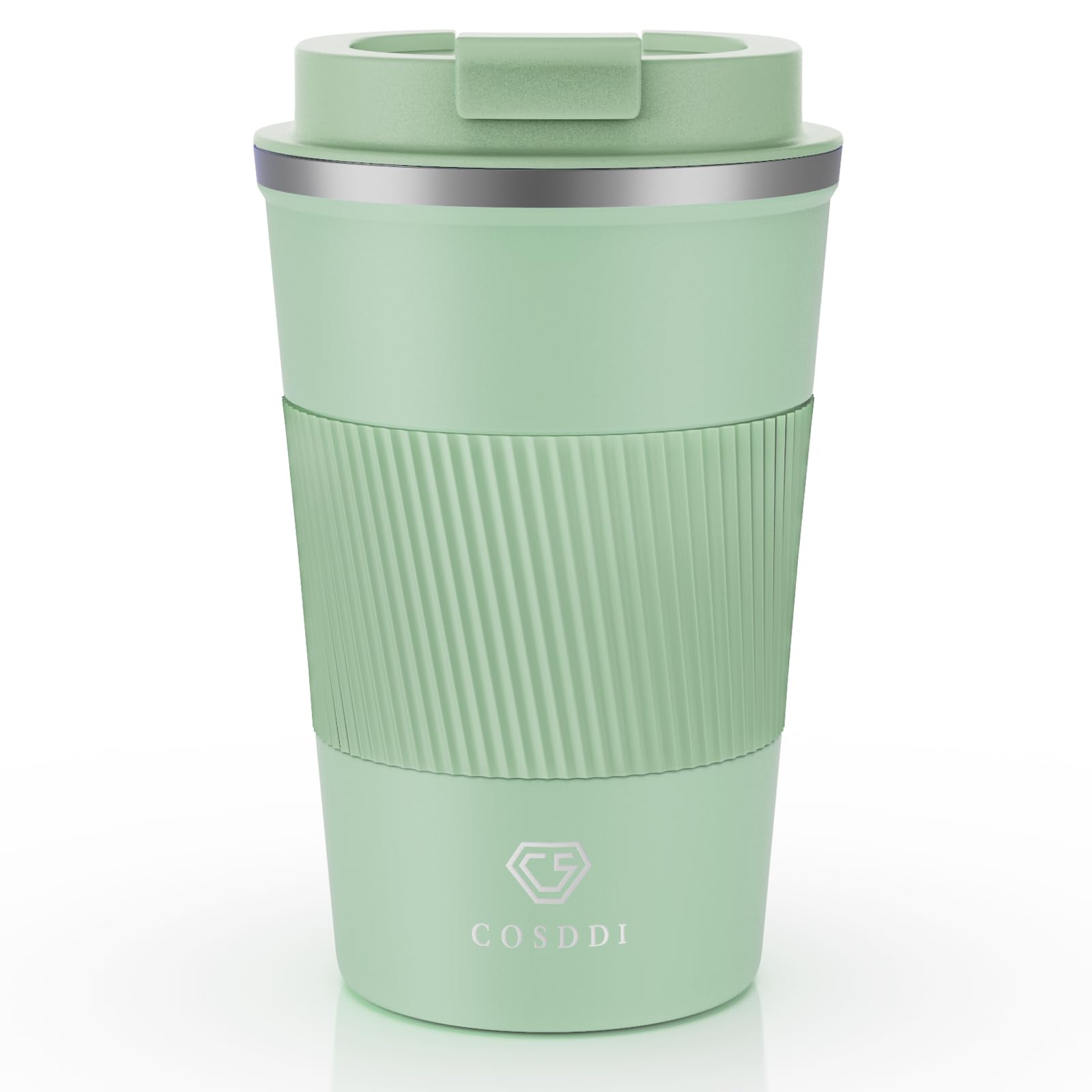 CS COSDDI Travel Mugs, Insulated Coffee Cup with Leakproof Lid - Reusable Coffee Cups Travel - Car Coffee Cup - Stainless Steel Coffee Mug for Hot and Cold Water and Tea, 380 ml