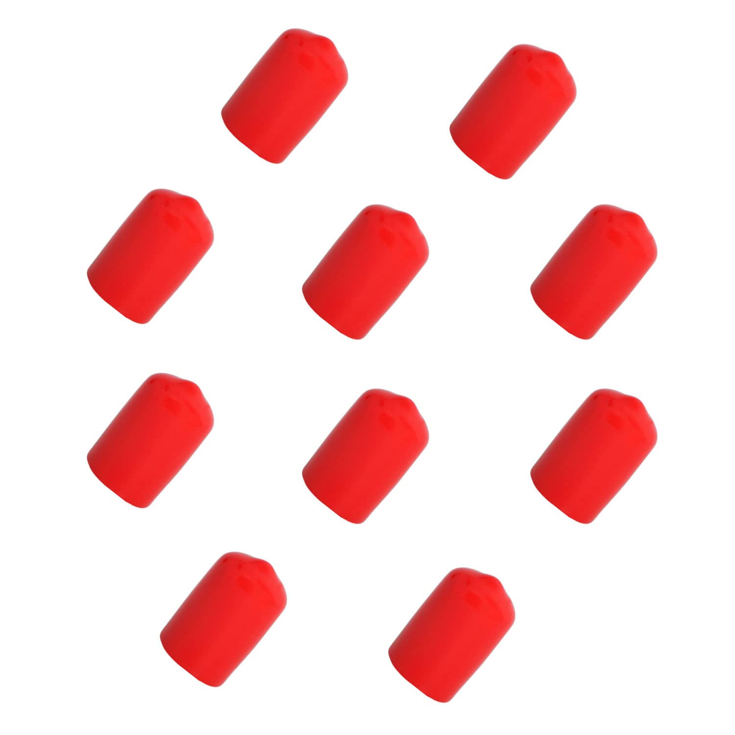 Ohamtes 10PCS ID16mm(5/8") red PVC rubber end caps, vinyl flexible end caps, round pipe end caps, bolt thread protector safety caps