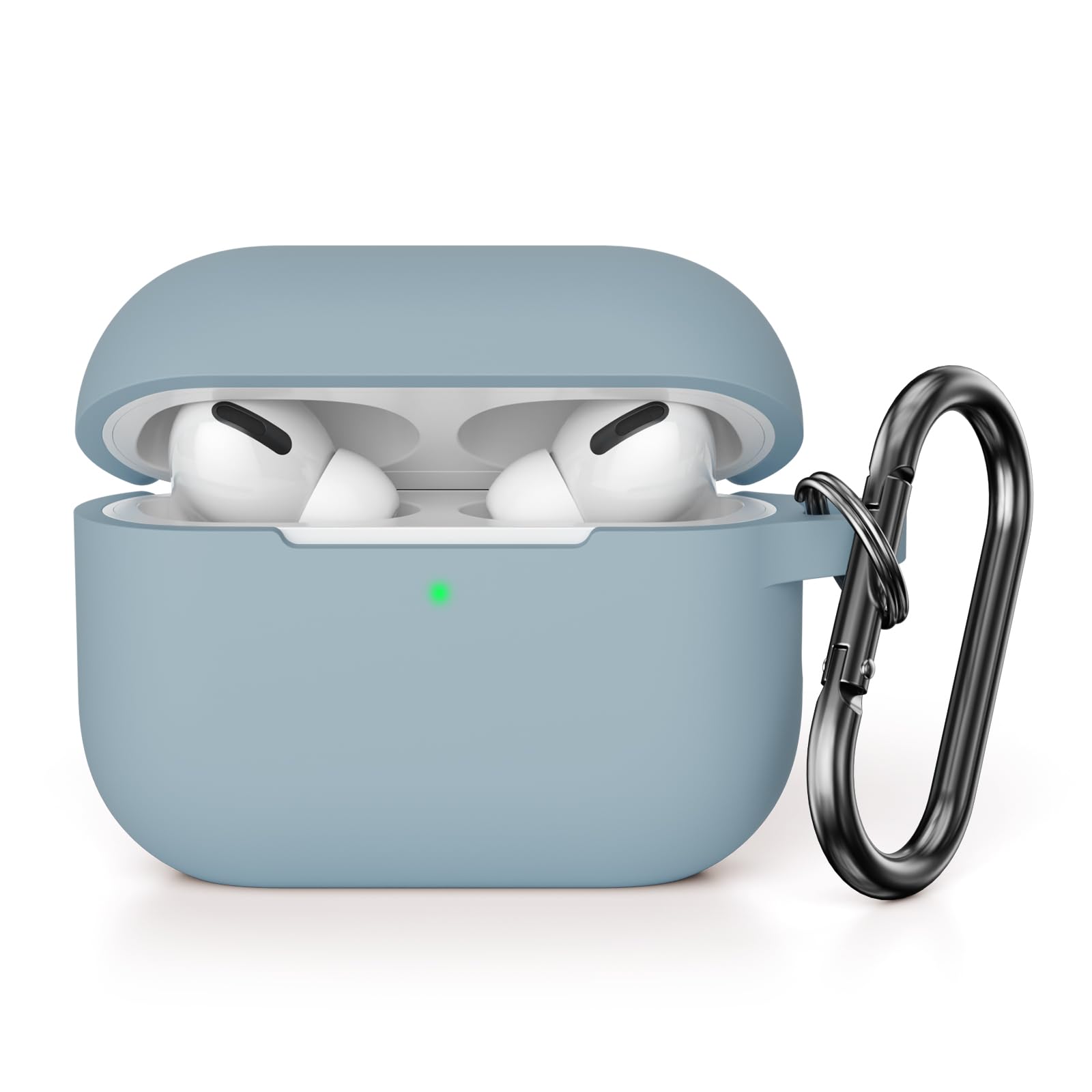 KOKOKA Case Cover Compatible with Airpods Pro 2, Soft Silicone Skin Case Cover Shock-Absorbing Protective Case for Airpods Pro 2nd Generation (2022) with Carabiner, Front LED Visible, Denim Blue