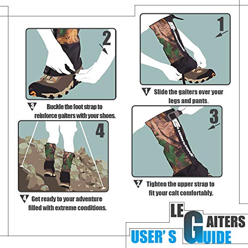 Peakit Hunting Leg Gaiters Waterproof Boot Gaiters Snow Shoe Cover for Men and Women, Camo Gaiters Against Snake Bug Mud Dirt - Thumbnail 4