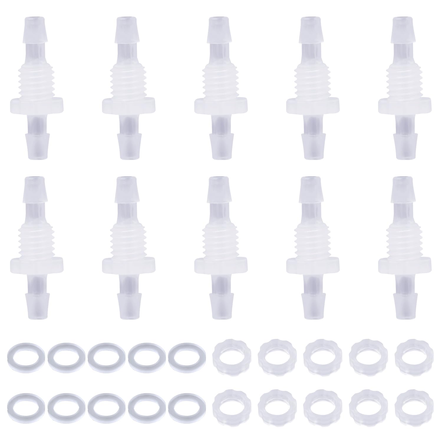 10 Packs 5/32 Thru-Bulk Bulkhead Plastic Hose Barb Fittings Plastic Hose Barb Fittings 5/32" Pipe Connector Fittings for Aquarium Fish Tank Garden Laboratory