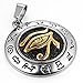 MENDINO Mens Stainless Steel Pendant Necklace Eygptian Eye of Horus Gold Tone with a 22 inch Chain