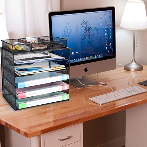Samstar Paper Organizer Tray,Letter Trays Desk File Organizer with 3 Compartments,Black - Thumbnail 4