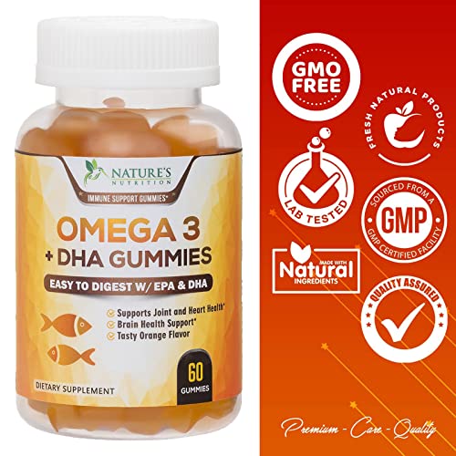 Omega 3 Fish Oil Gummies, Heart Healthy Omega 3 Supplement with High