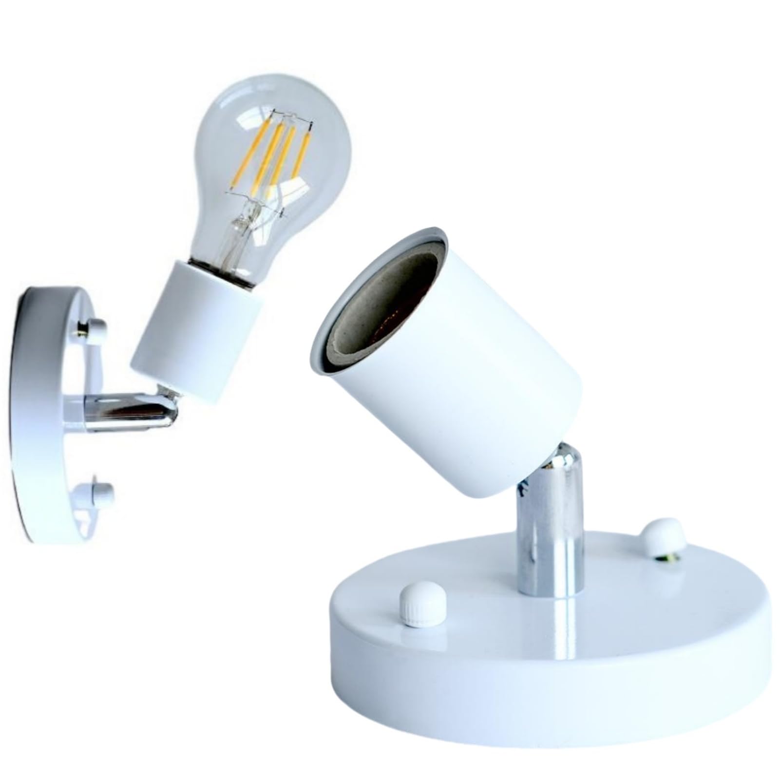 MOUMOUTEN Ceiling Lamp Bulb Holder, 1Pc E27 Modern Vintage Ceiling Light Wall Mounted Lamp Bulb Holder Socket 180°Rotating Suitable for Living Room Kitchen Dining Room Corridor(white)