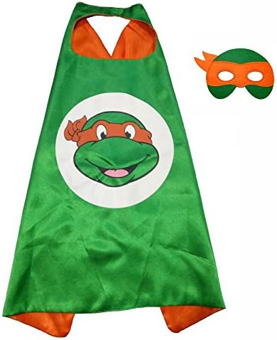 FASHION ALICE Superhero Superman CAPE & MASK SET,Halloween Costume Cloak for Child (Teenage Mutant Ninja Turtles,Orange)