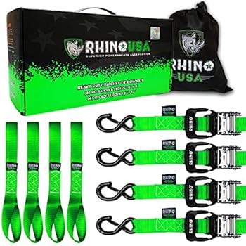 straps ratchet strength duty usa heavy tie rhino break down padded downs chromoly tiedowns hooks coated handles cargo loop strap