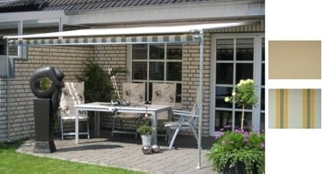 Luxus Leco Vlexy Rollo Terrassenüberdachung 3x4 m gelb gestreift