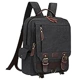 S-ZONE Sling Canvas Cross Body 13-inch Laptop Messenger Bag Shoulder Backpack (Dark Gray-Zipper Shoulder)