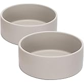 SPUNKYJUNKY 13.5OZ Ceramic Dog and Cat Bowl, Modern Cute Weighted Food Water Bowl for Replacement Grey (2 Pack)