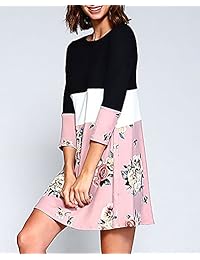 Yacooh - Vestido para mujer, manga 3 4, diseño floral