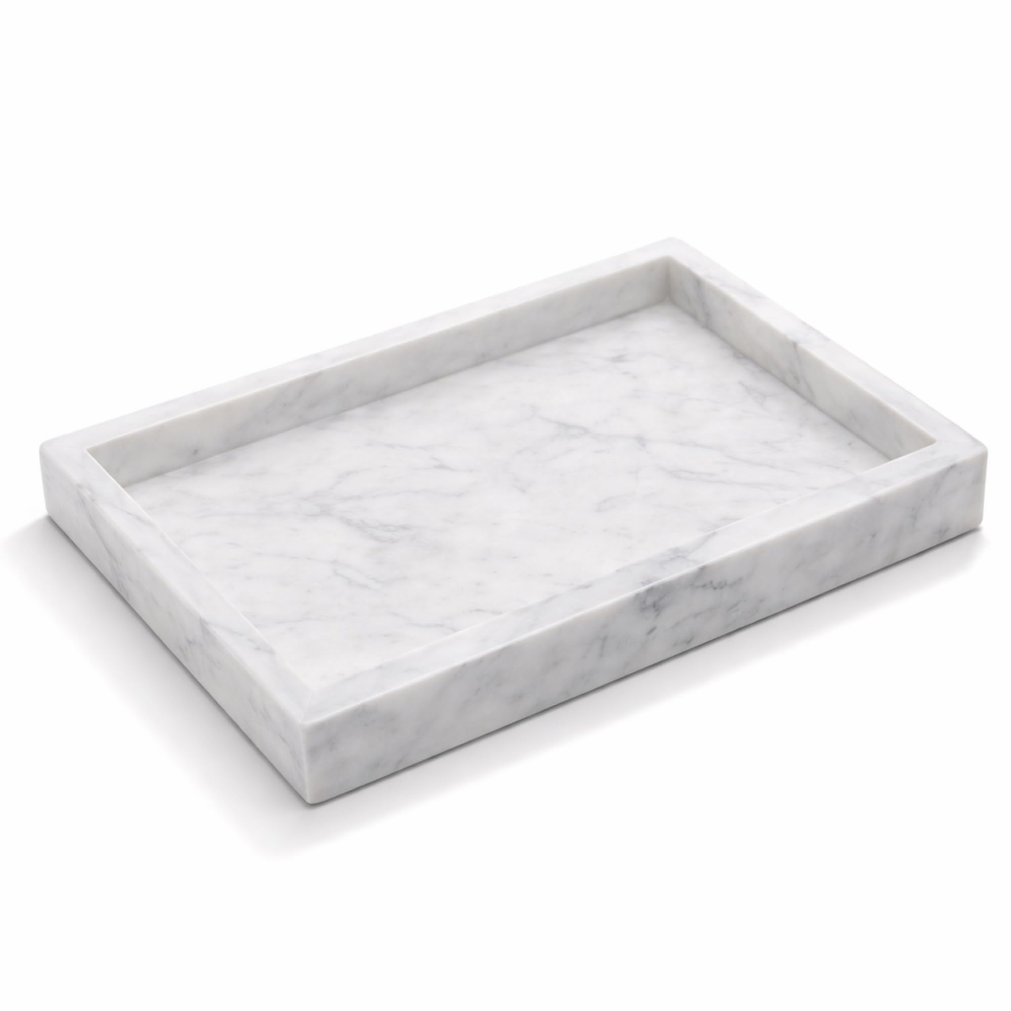 KC KULLICRAFT Natural Marble Tray for Desktop/Kitchen/Vanity/Bathroom, Stone Organizer Tray for Coffee Table, Plate Holder for Tissues, Candles, Soap, Towel, Plant (10 x 6 ), Rectangular