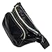 FZGJ Fanny Pack-PU Waterproof Rave Festival Hologram Travel Waist Bag (Black-02)