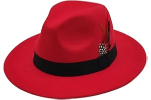 MIVBUKS Mens Fedora Hats Classic Wide Brim Fedora Hat for Women Men Dress Hats Panama Hat with Band