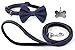 Funky Berries Denim Nylon Leash with Padded Handle and Matching Bow Tie Dog Collar Set Including Pet ID Tag Bone Shaped. Adjustable Collar for Medium Dog by