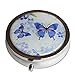 Purple Butterflies Fashion Three Section Pocket Purse Travel Pill Box Case