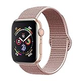 amBand Sport Loop Band Compatible with Apple Watch 38mm 40mm, Lightweight Breathable Nylon Replacement Band Compatible with iWatch Series 1/2/3/4, Sport, Edition-Rose Pink
