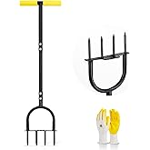 Colwelt Spike Lawn Aerator, Manual Aerator for Compacted Soils and Lawns, Non-Slip T-Handle Spike Aeration with Four 3.5-Inch