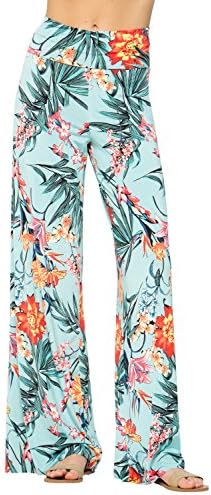 Cody Line Women's Casual Bohemian Damask Palazzo Pants (1X-Large, C264TMAA Sky Blue)