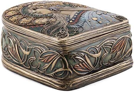 Art Nouveau Jewelry Box Replica in Cold Cast Bronze - 2-Inch Decorative Lady Box