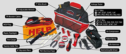 Apollo Tools 53 Piece Roadside/Emergency Tool Kit with Air Compressor