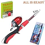 Kids Fishing Pole 55 inches Light Weight Durable Spincast Beginner Fishing Rod with Tackle Box Ready to GO