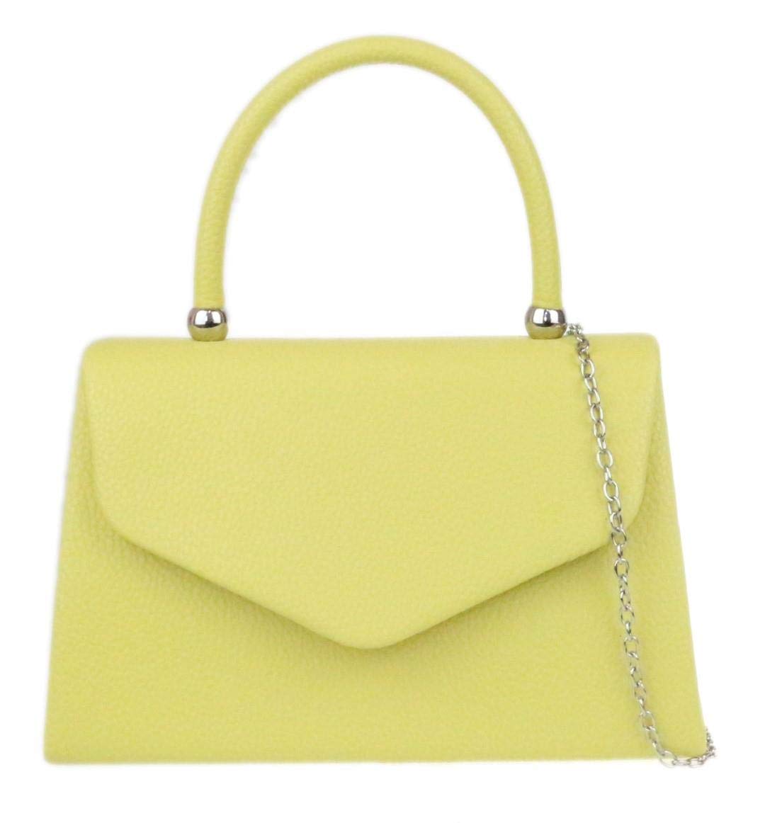 Girly Handbags Womens Plain Handle Clutch Bag - Lemon