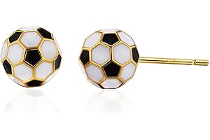 Alissl 14K Gold Plated Sterling Silver Post Hypoallergenic 3D Basketball Soccer Volleyball Softball 7mm Mini Ball Stud Earrings for Women Men Dainty Sports Gift for Athletes Player Fan Gifts