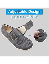 Mens Diabetic Edema Shoes Lightweight Walking Mesh Breathable Wide Sneakers Strap Adjustable Easy On and Off for Elderly, Swollen Feet, Plantar Fasciitis