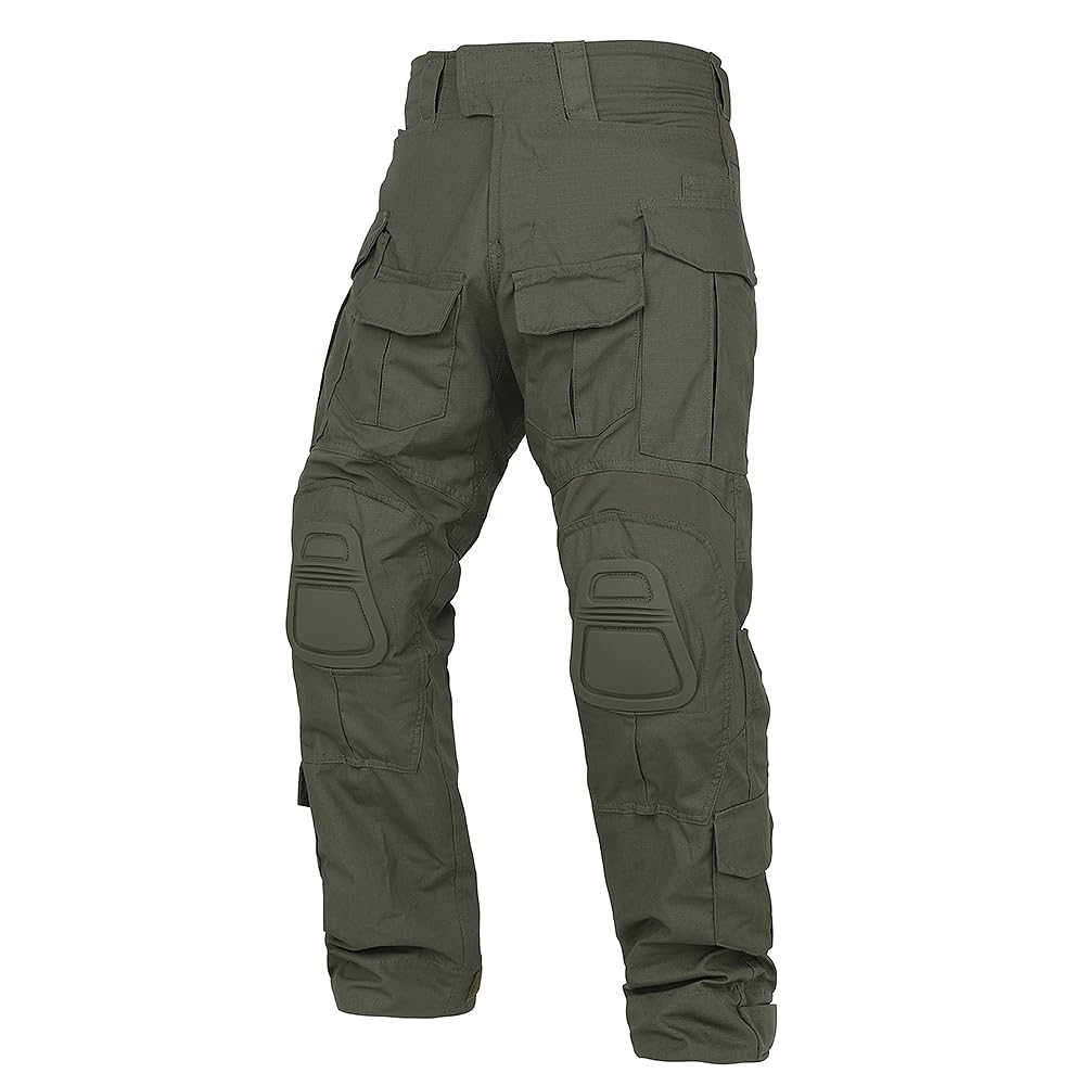 KRYDEX GEAR Tactical Men's G3 Combat Pants with Knee Pads Multi-Pockets Tactical Trousers Outdoor Airsoft Combat Hunting Pants (Ranger Green, S)