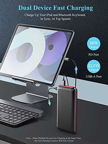 Portable Charger 30000mAh, Gibrit USB-C Power Bank 22.5W PD 3.0, External Battery Pack Fast Charging with 4 Outputs and Dual Inputs USB Type C, Compatible with iPhone Android Pad MacBook Pro and More