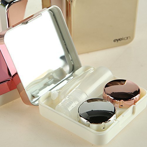 Qishi Mini Travel Simple Contact Lens Case Box Container Holder (Pink)