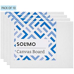 Amazon Brand – Solimo Medium Grain Cotton Canvas Board, 3 x 4 inch, Set of 10