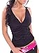 Choies Women's Black Deep V Neck Ruched Strappy Lace Back Lace Tight Vest