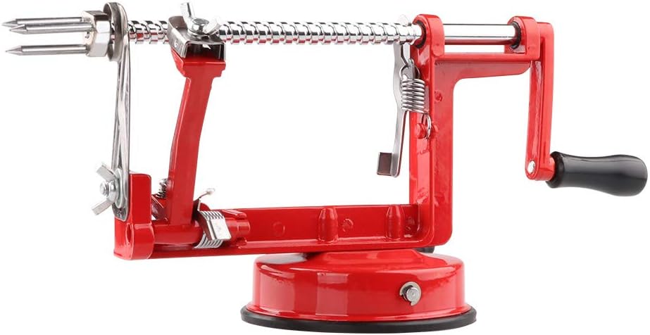 Apple Peeler, Stainless Steel Apple Corer Slicer Peeler, Durable Heavy Duty Die Cast Magnesium Alloy Apple Peeler Slicer Corer with Suction Base, Red: Kitchen & Dining