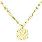 UNIFT Flower of Life Necklace for Women Stainless Steel Sacred Geometry Meditation Symbol Seed of Life Pendant Necklace Yoga Jewelry Esoteric Amulet