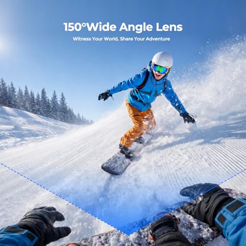 Action Camera 4K, Mini Body Camera with 64GB SD Card, Portable POV Camera for Vlogging, 150° Wide Angle WiFi Thumb Cameras with EIS Stabilization, Charging Case