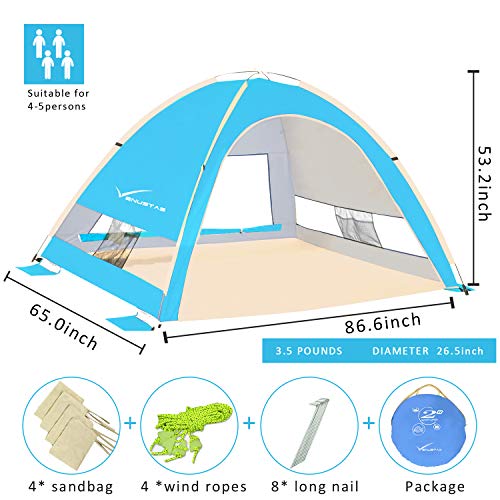 KEUMER Venustas Pop Up Beach Tent, Portable Beach Tent Automatic Sun