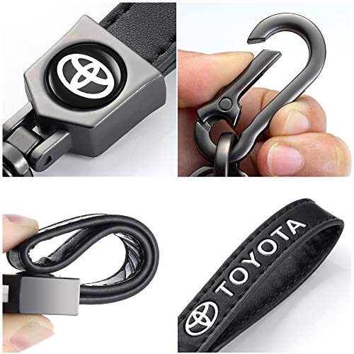 Tinemin Genuine Leather Car Logo Keychain Suit for Toyota Hatchback