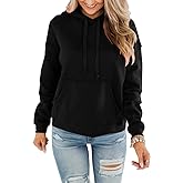 Womens Casual Hoodies Crew Neck Long Sleeve Sweatshirts with Pocket Lightweight Pullover Tops