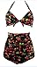 Happy Sailed Women Retro Floral Print Halter Neck Pleated High Waist Bikini